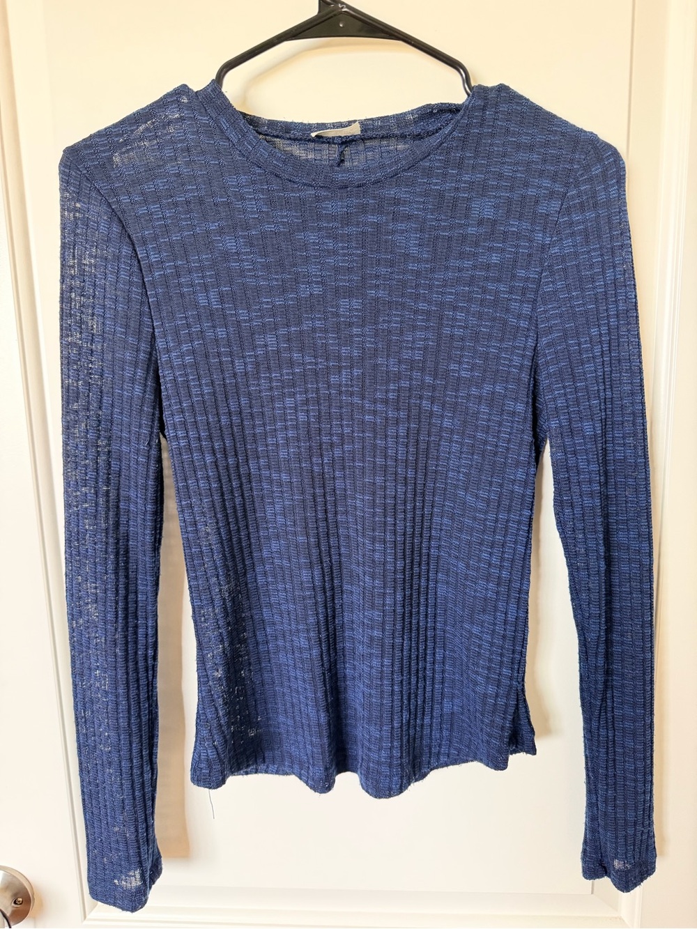 Free People Sheer Knit Long Sleeve in Navy